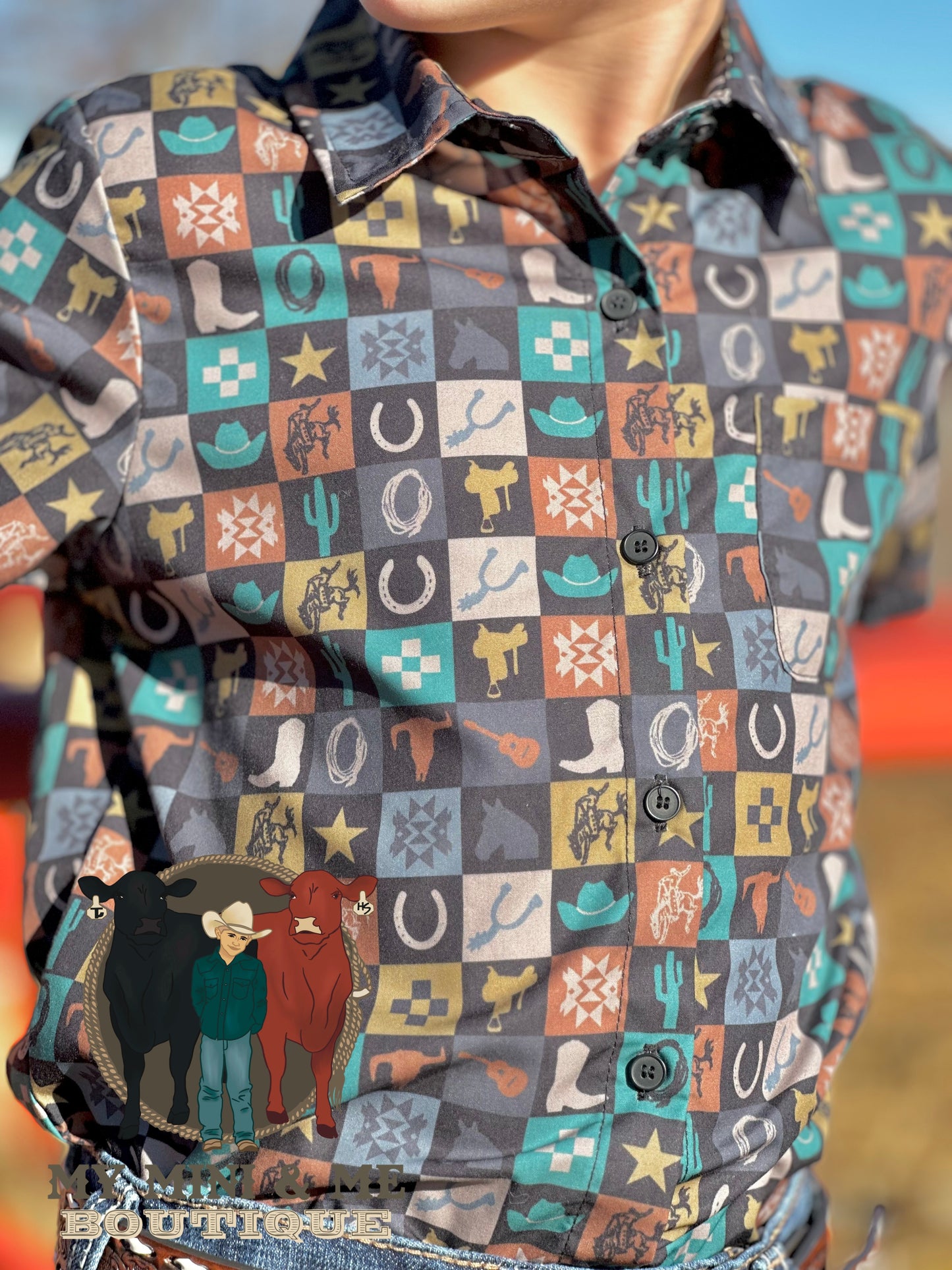 Check Yer Cowboy Button Up