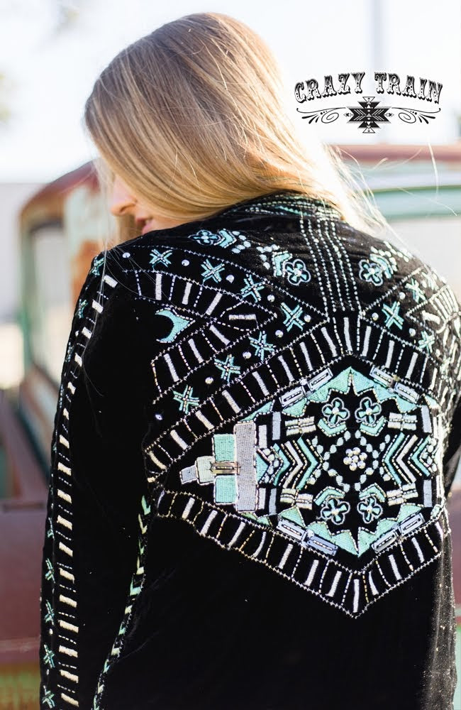 High End Velvet Beaded Duster