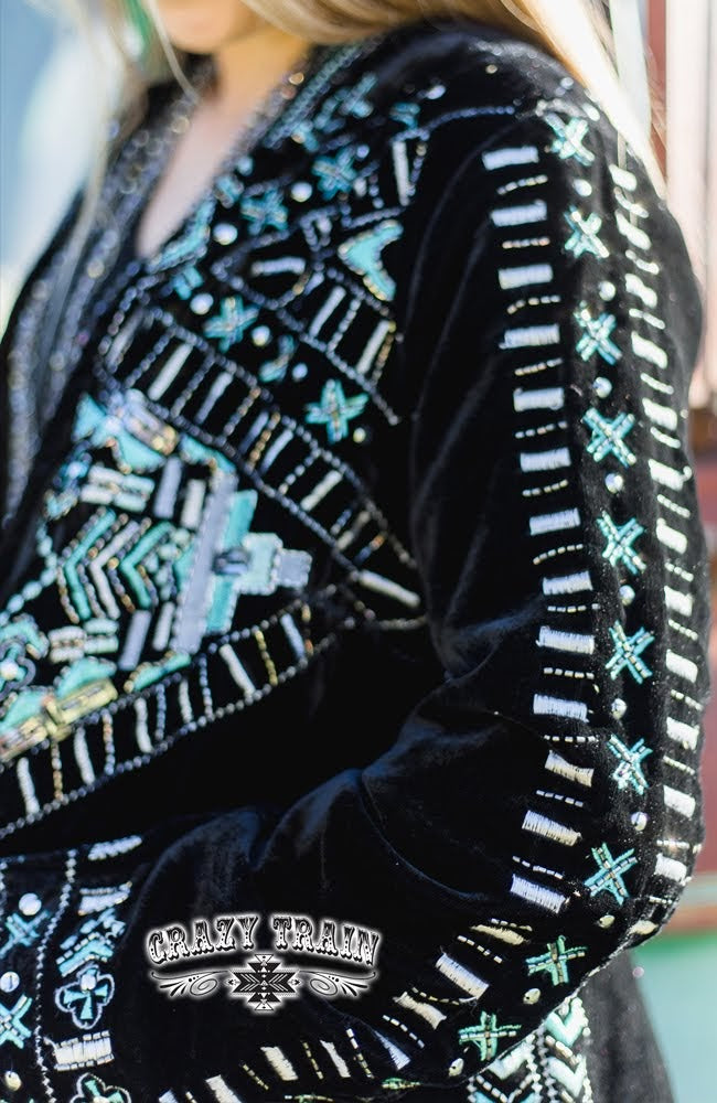 High End Velvet Beaded Duster