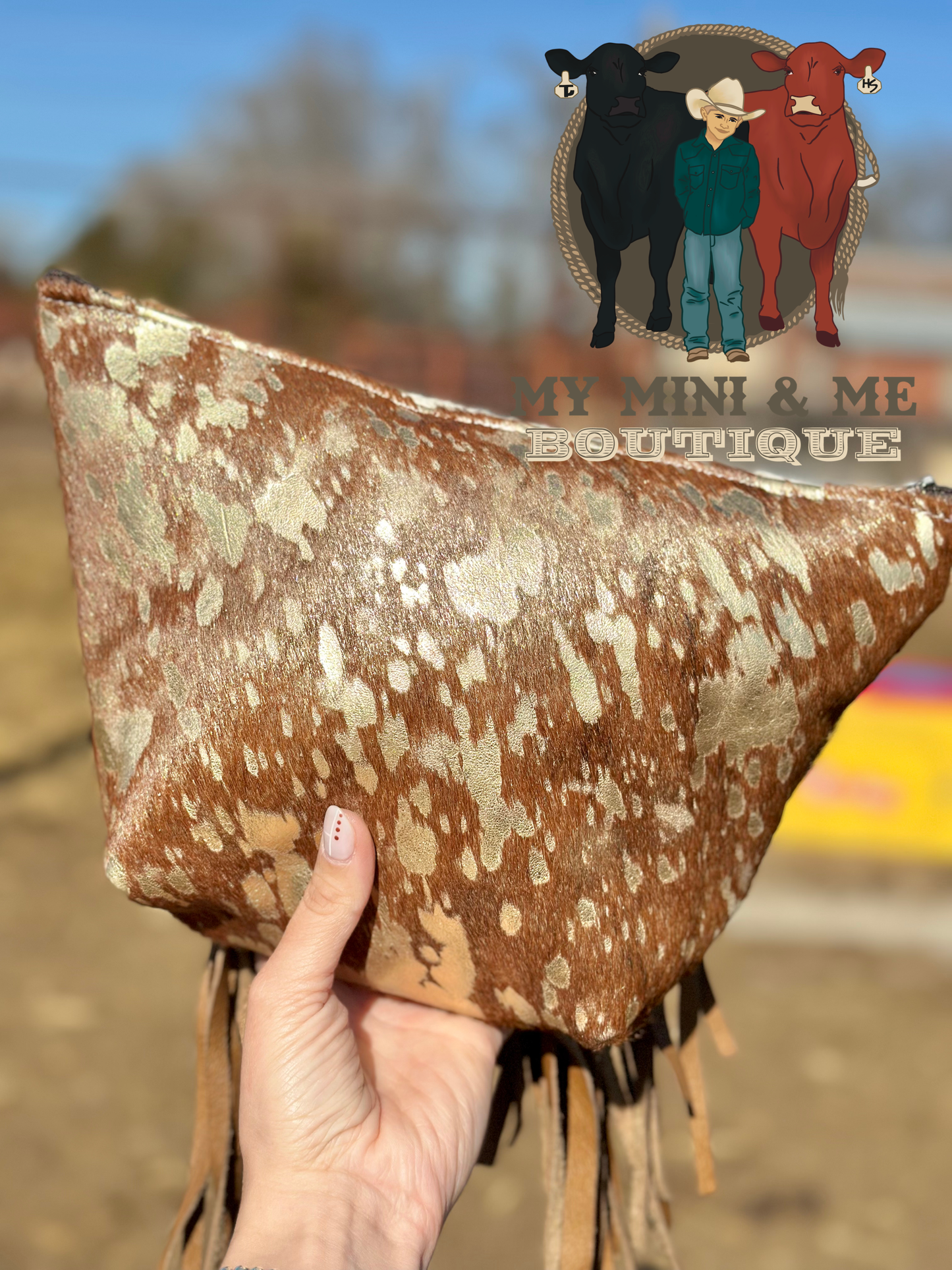 Cowhide & Fringe Make Up Bag