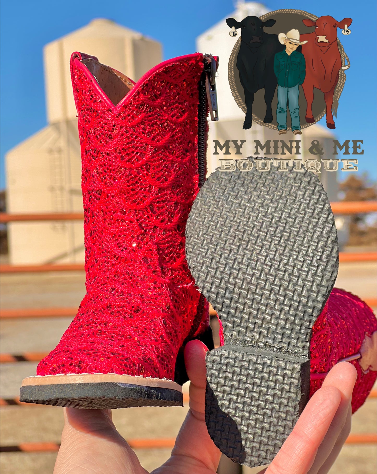 Red Shimmer Cowgirl Boots