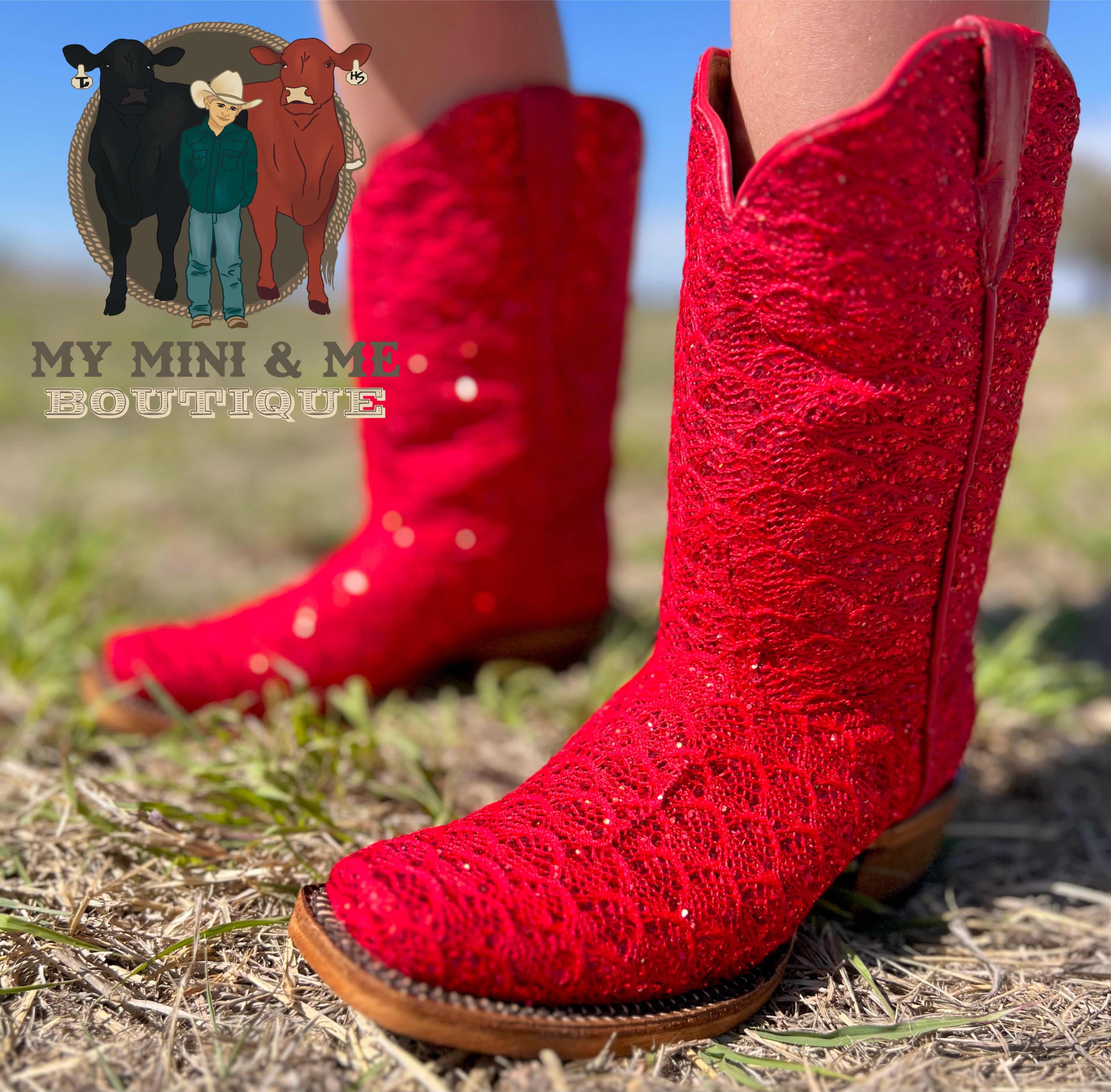 Girls red cowgirl boots on sale