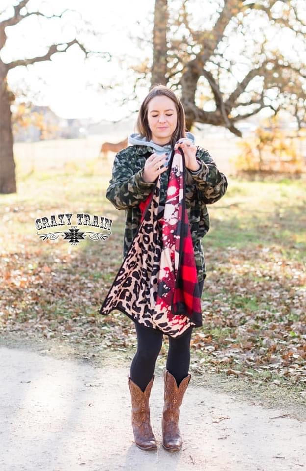 Crazy Train Leopard & Plaid Blanket