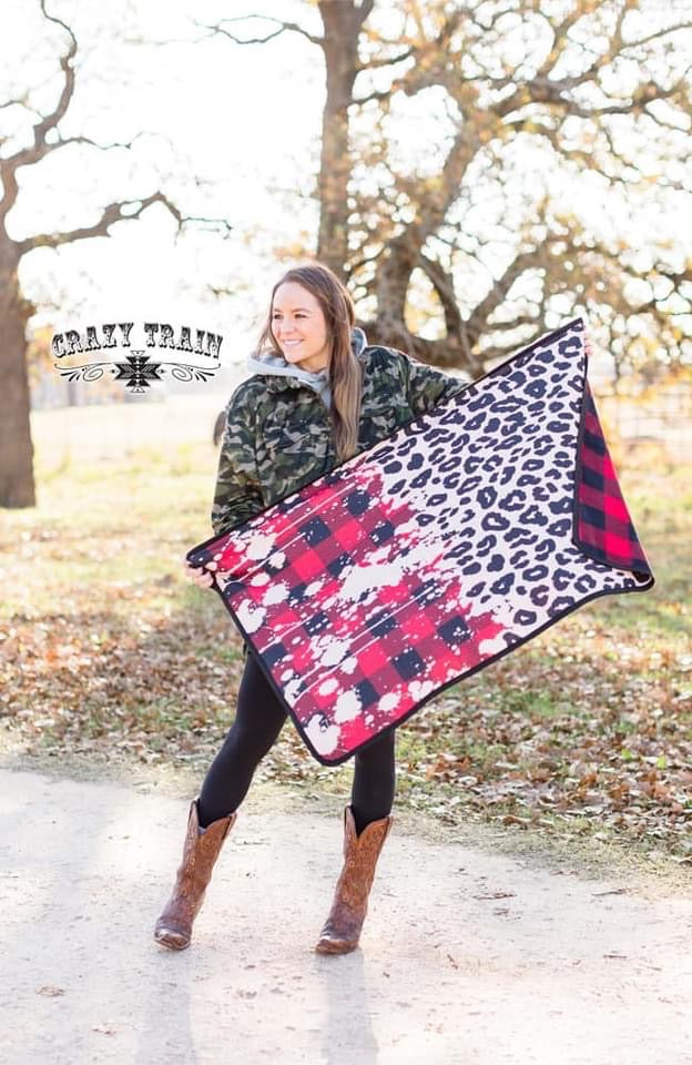 Crazy Train Leopard & Plaid Blanket