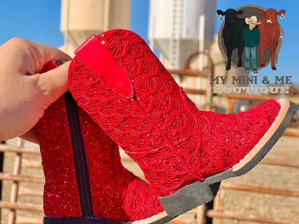 Red Shimmer Cowgirl Boots - MY MINI & ME