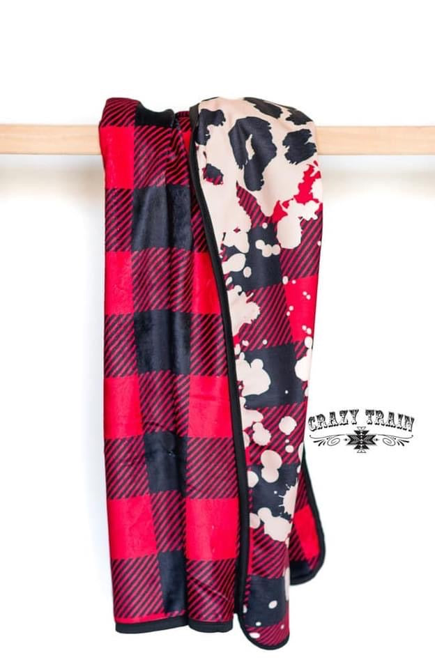 Crazy Train Leopard & Plaid Blanket