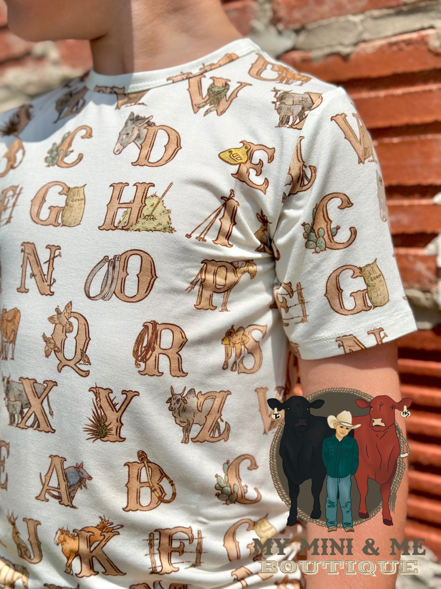 Western Alphabet Short Sleeve Pajamas