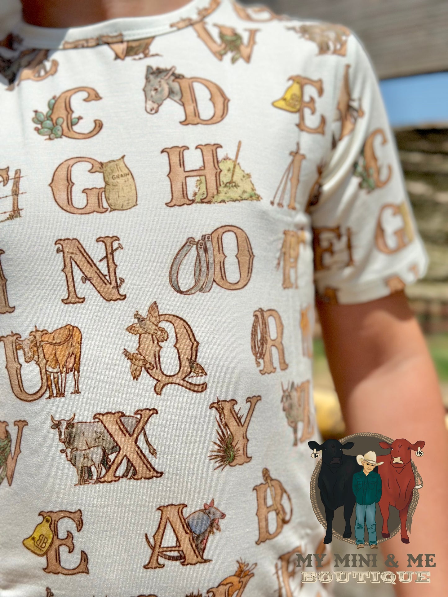 Western Alphabet Short Sleeve Pajamas