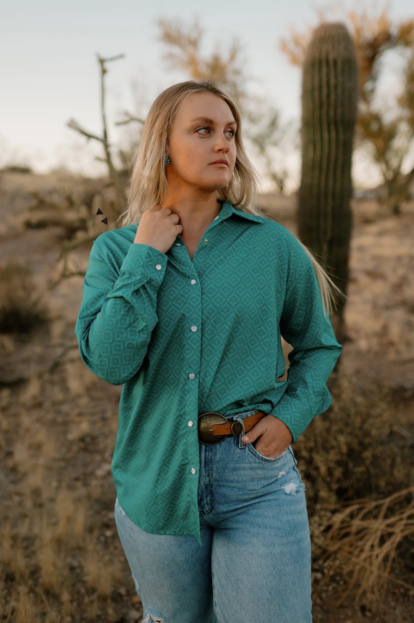 Kingman Turquoise Long Sleeve Button Up