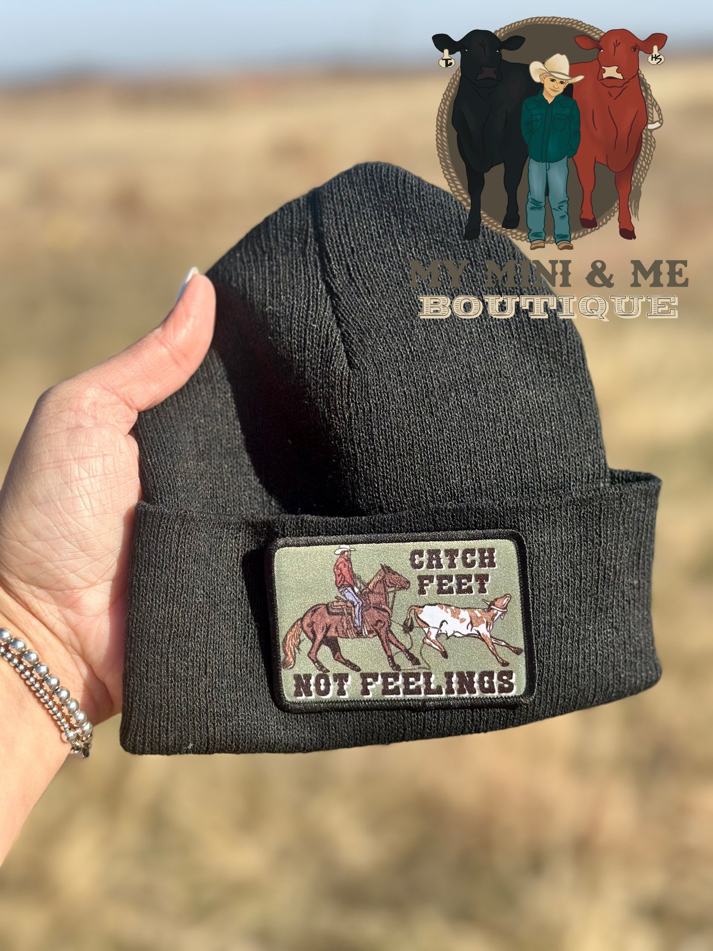 Catch Feet Not Feelings Patch Beanie