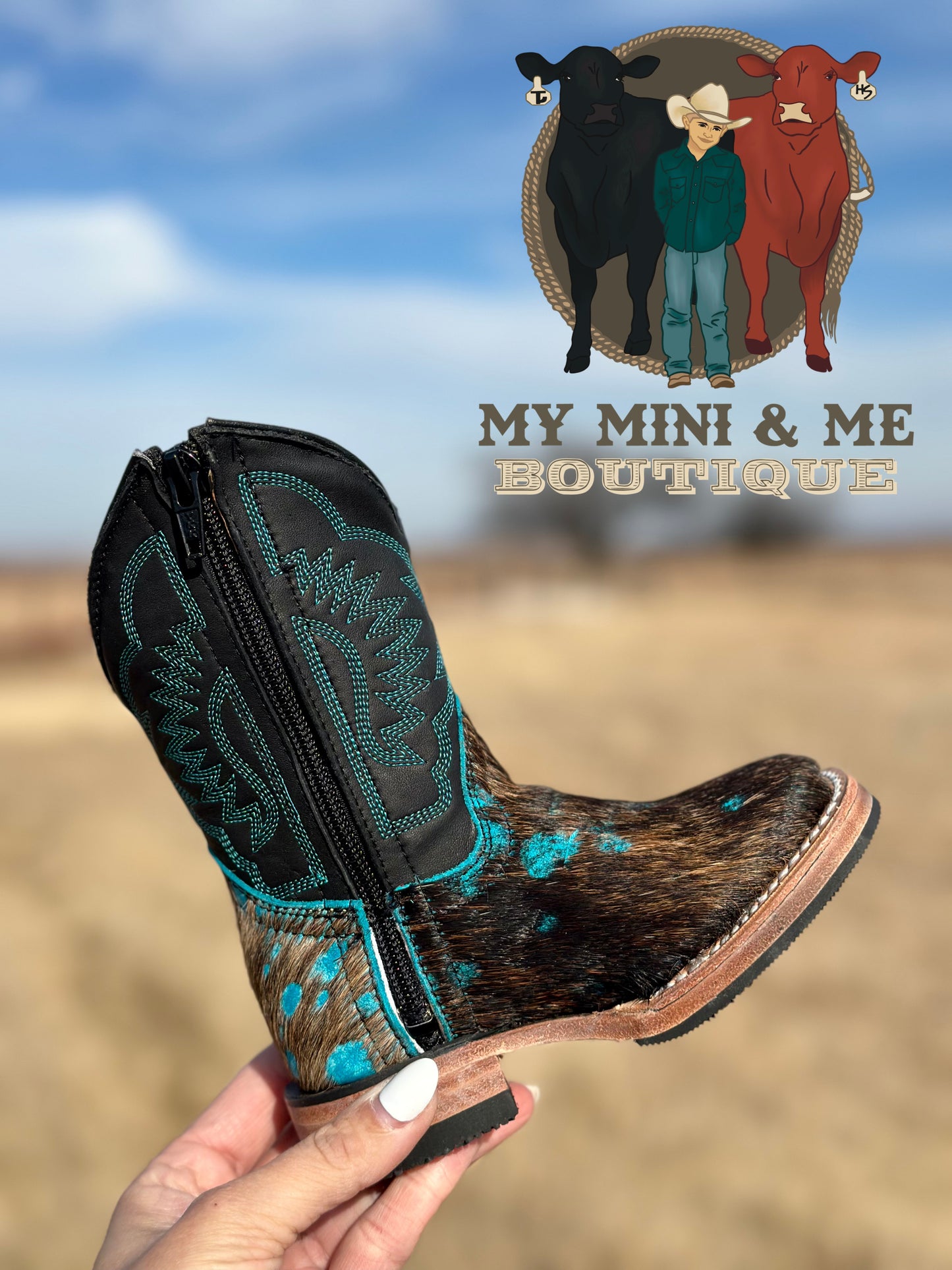 Genuine Cowhide & Leather Wide Square Boot