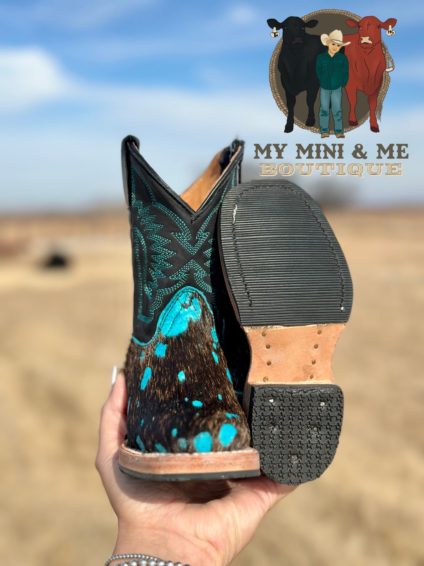 Genuine Cowhide & Leather Wide Square Boot