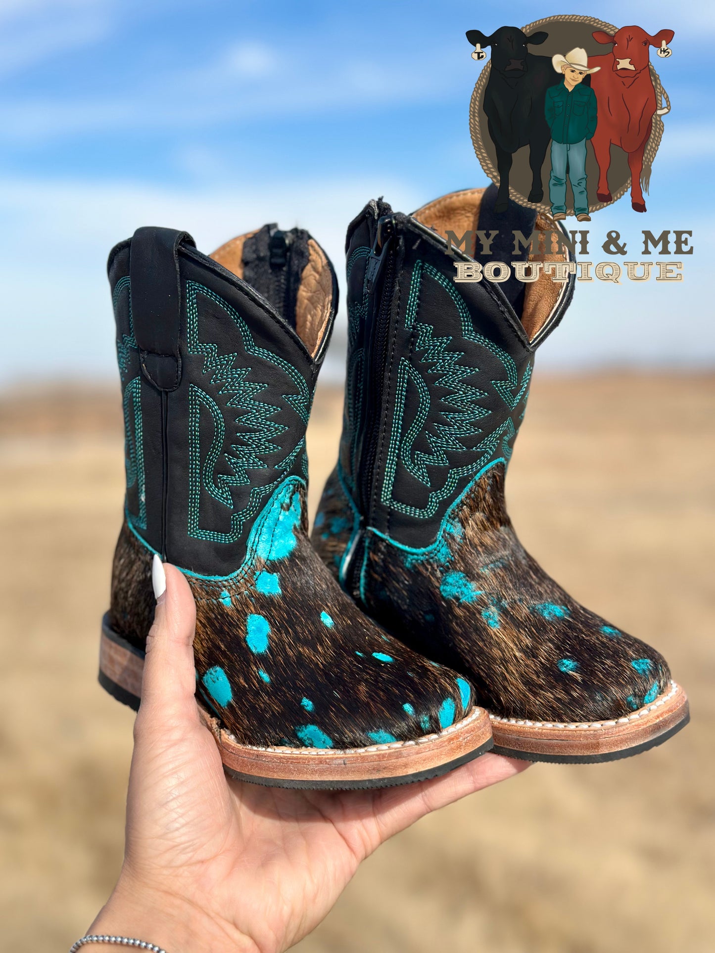 Genuine Cowhide & Leather Wide Square Boot