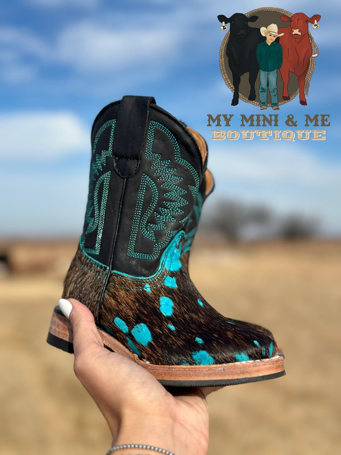 Genuine Cowhide & Leather Wide Square Boot