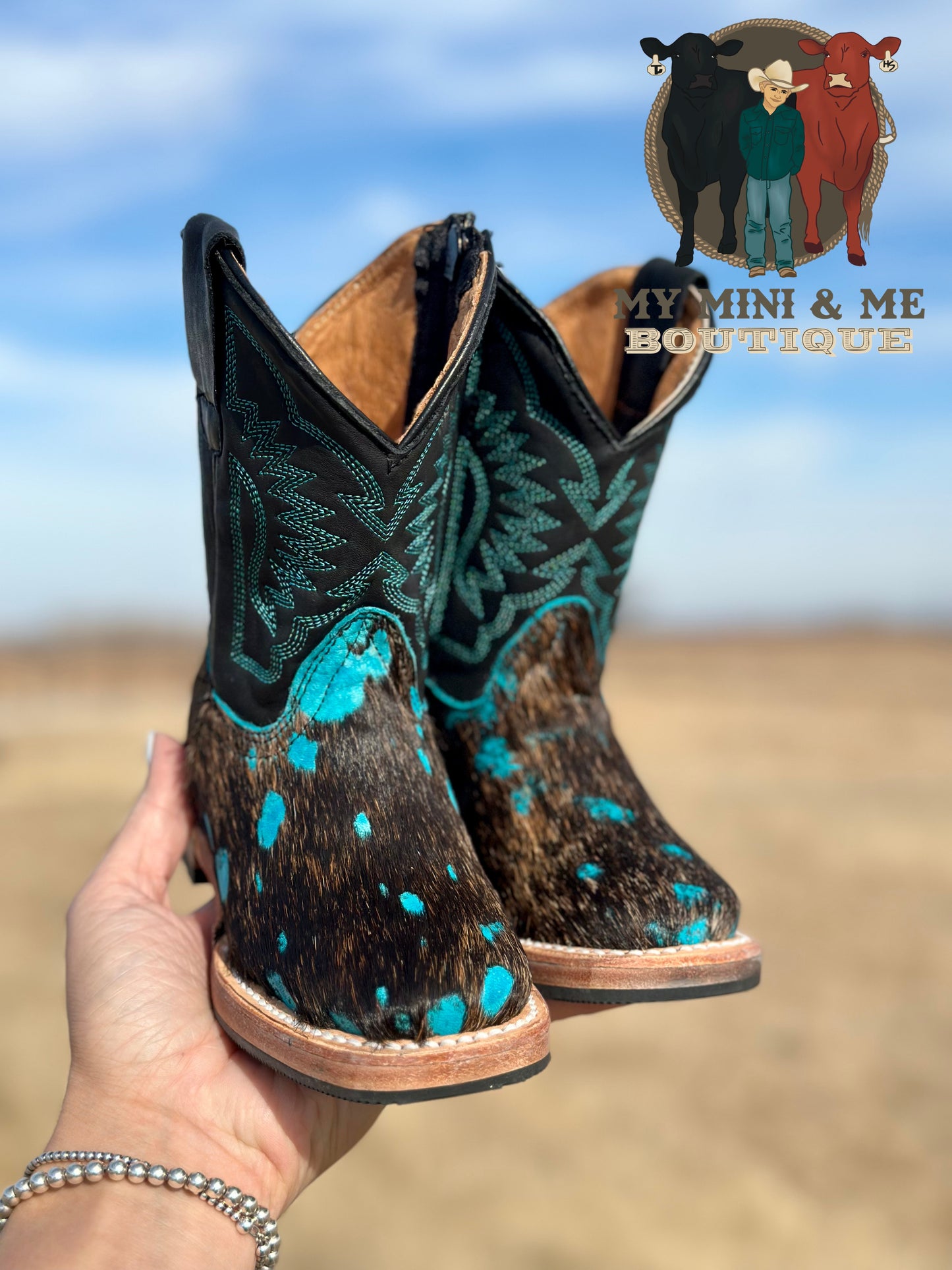 Genuine Cowhide & Leather Wide Square Boot