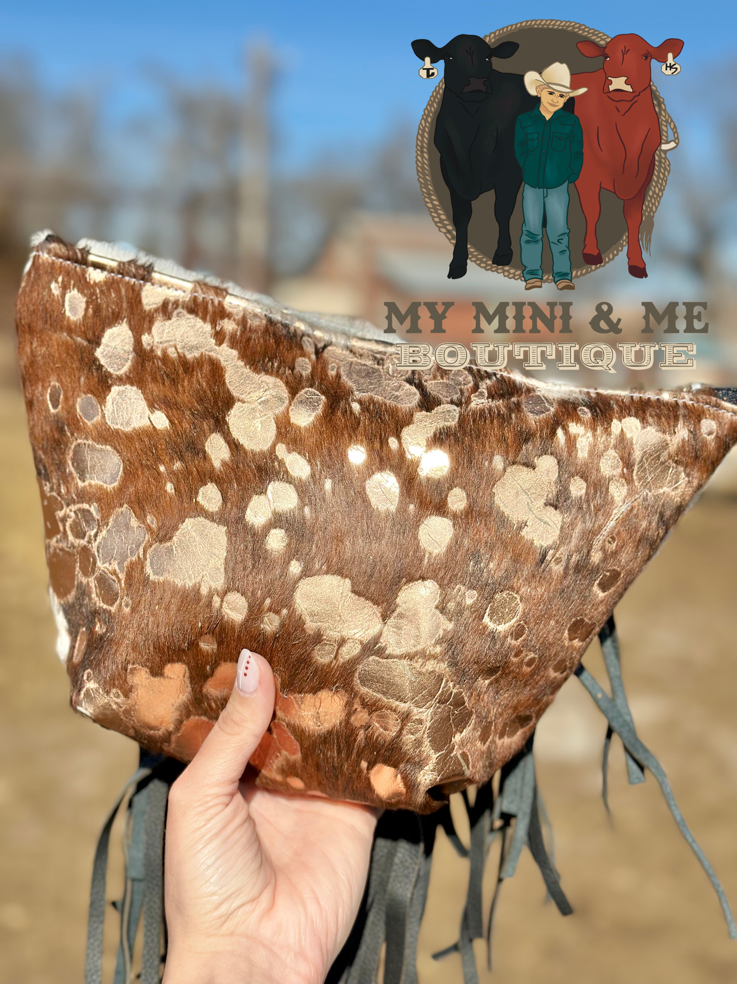 Cowhide & Fringe Make Up Bag