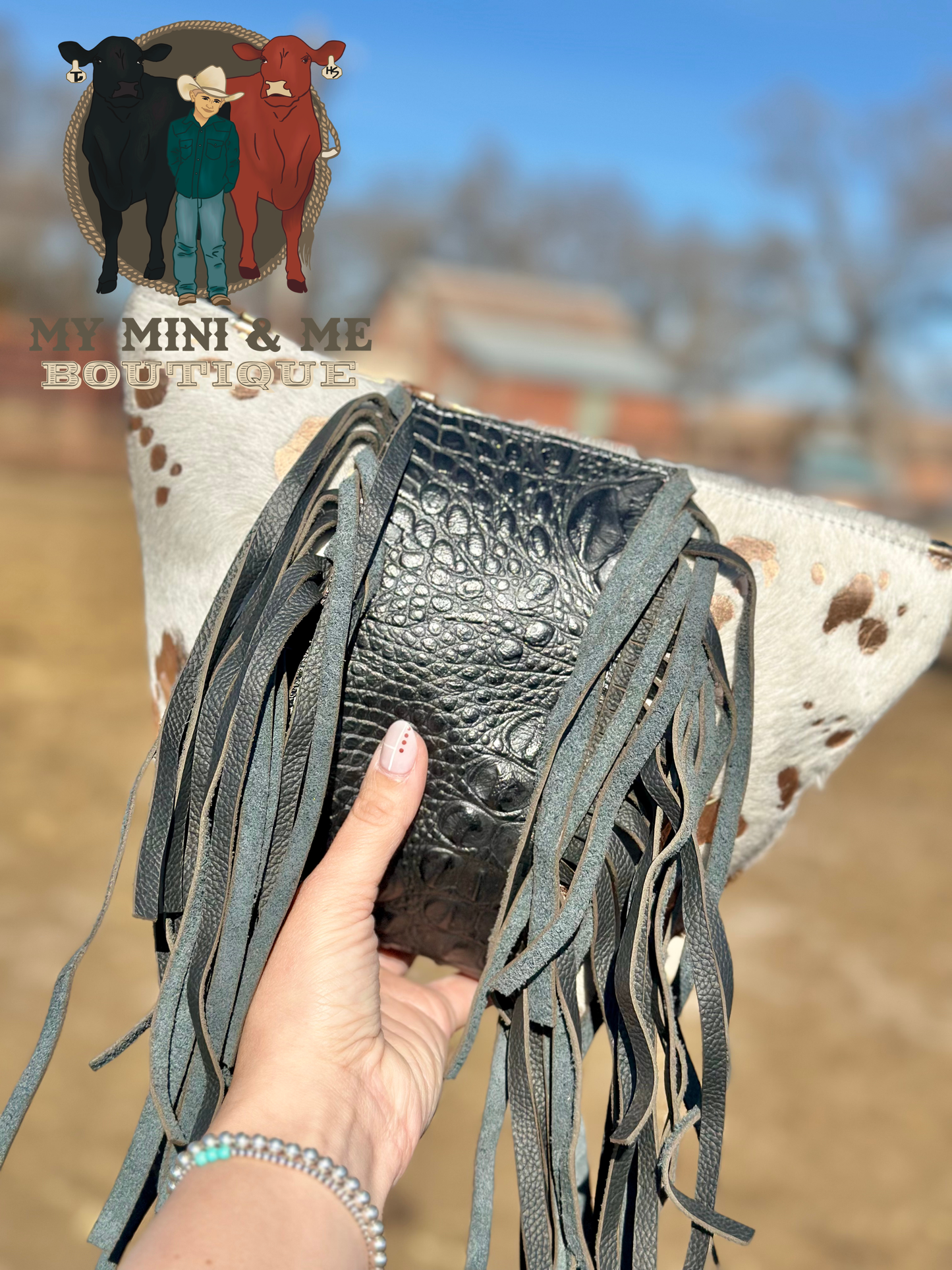 Cowhide & Fringe Make Up Bag
