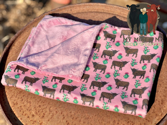 Highland Cow Plush Baby Blanket