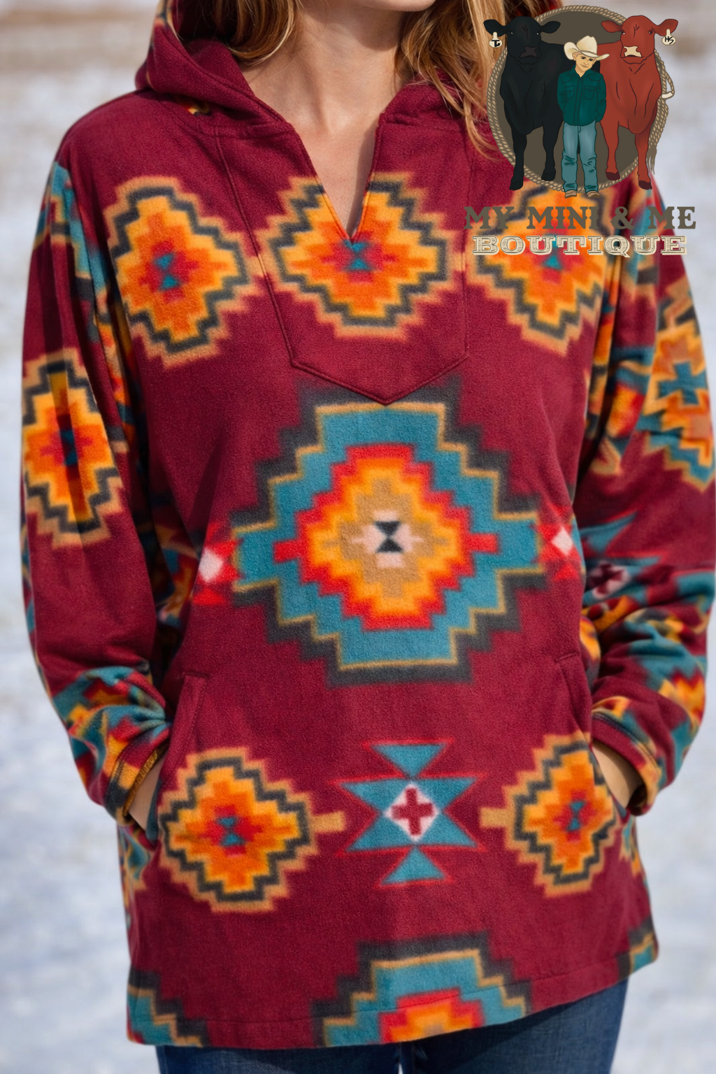 El Paso Maroon Aztec Hoodie