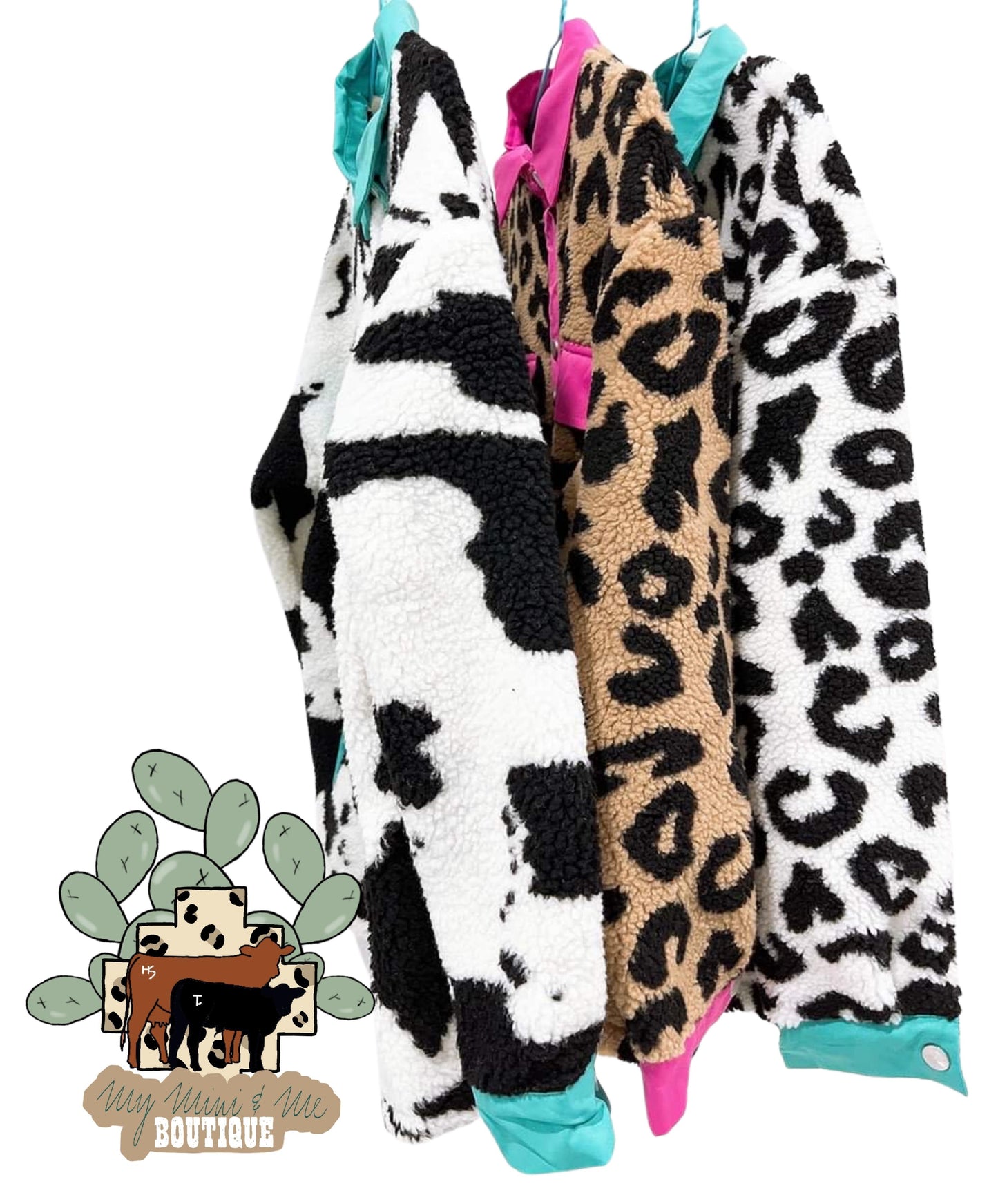 Turquoise Leopard Sherpa Jacket