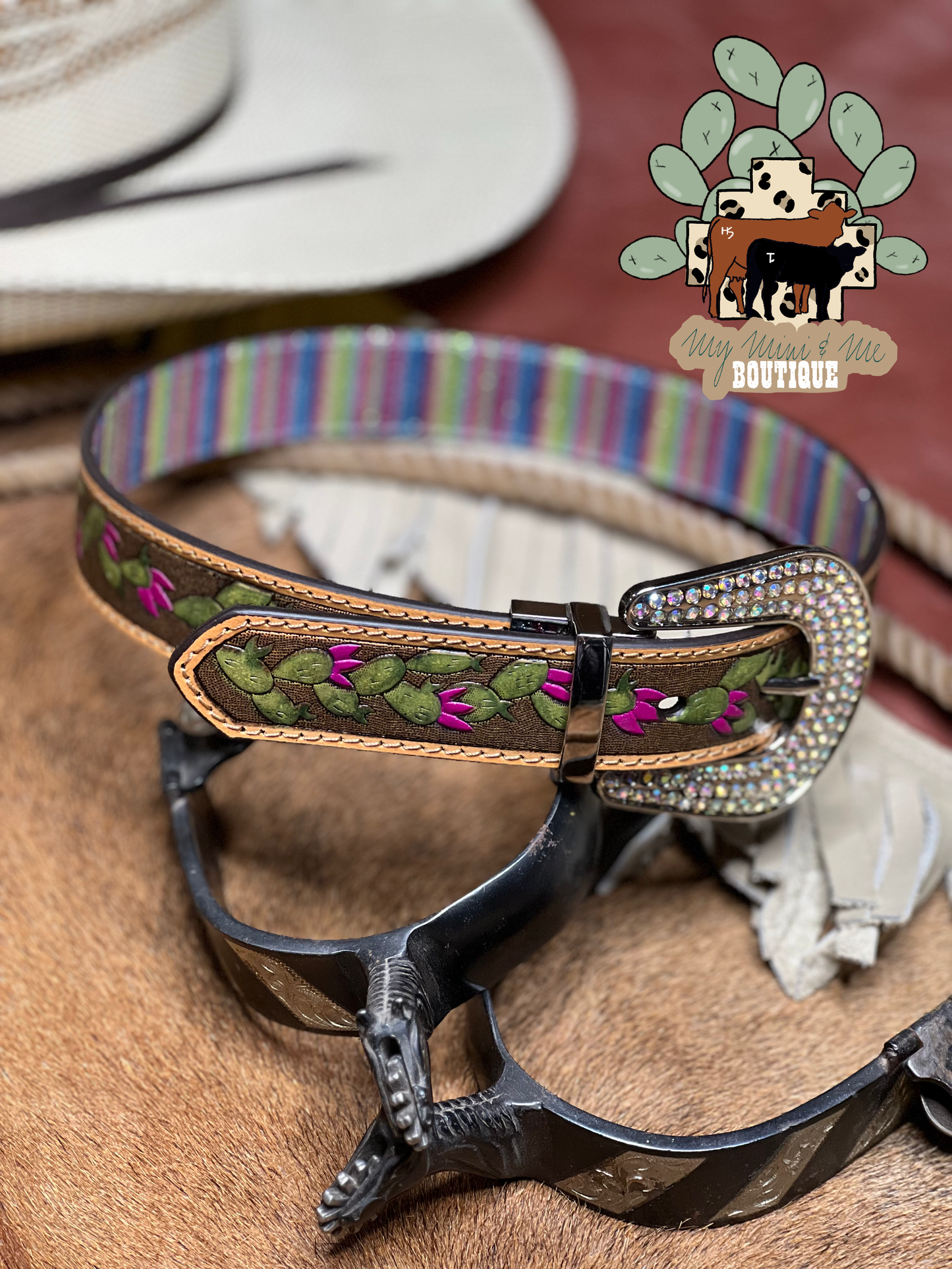 Reversible Cactus Stripe Cowgirl Belt