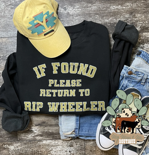 If Found Please Return To RIP Wheeler