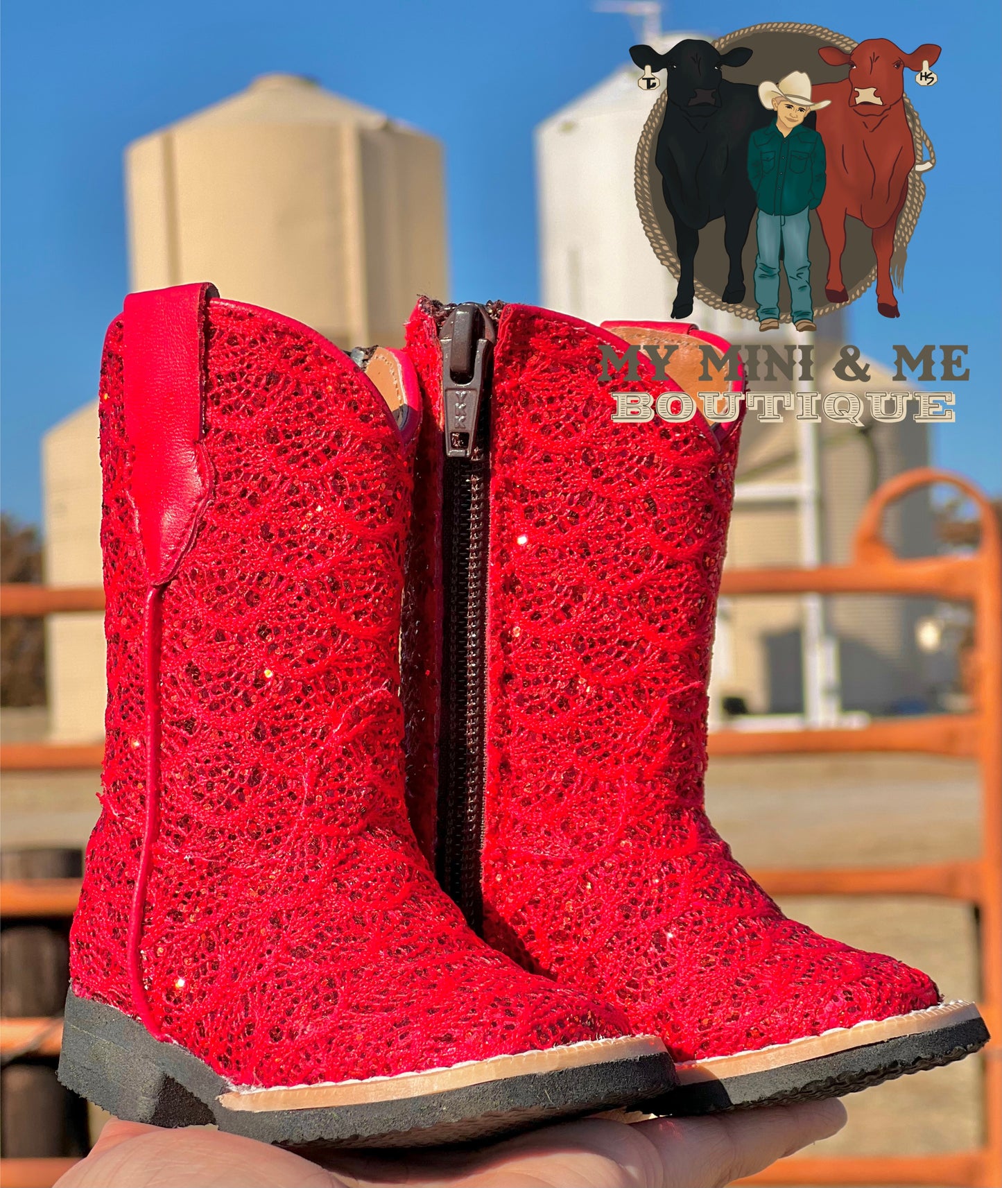 Red Shimmer Cowgirl Boots