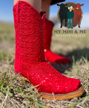 Red Shimmer Cowgirl Boots