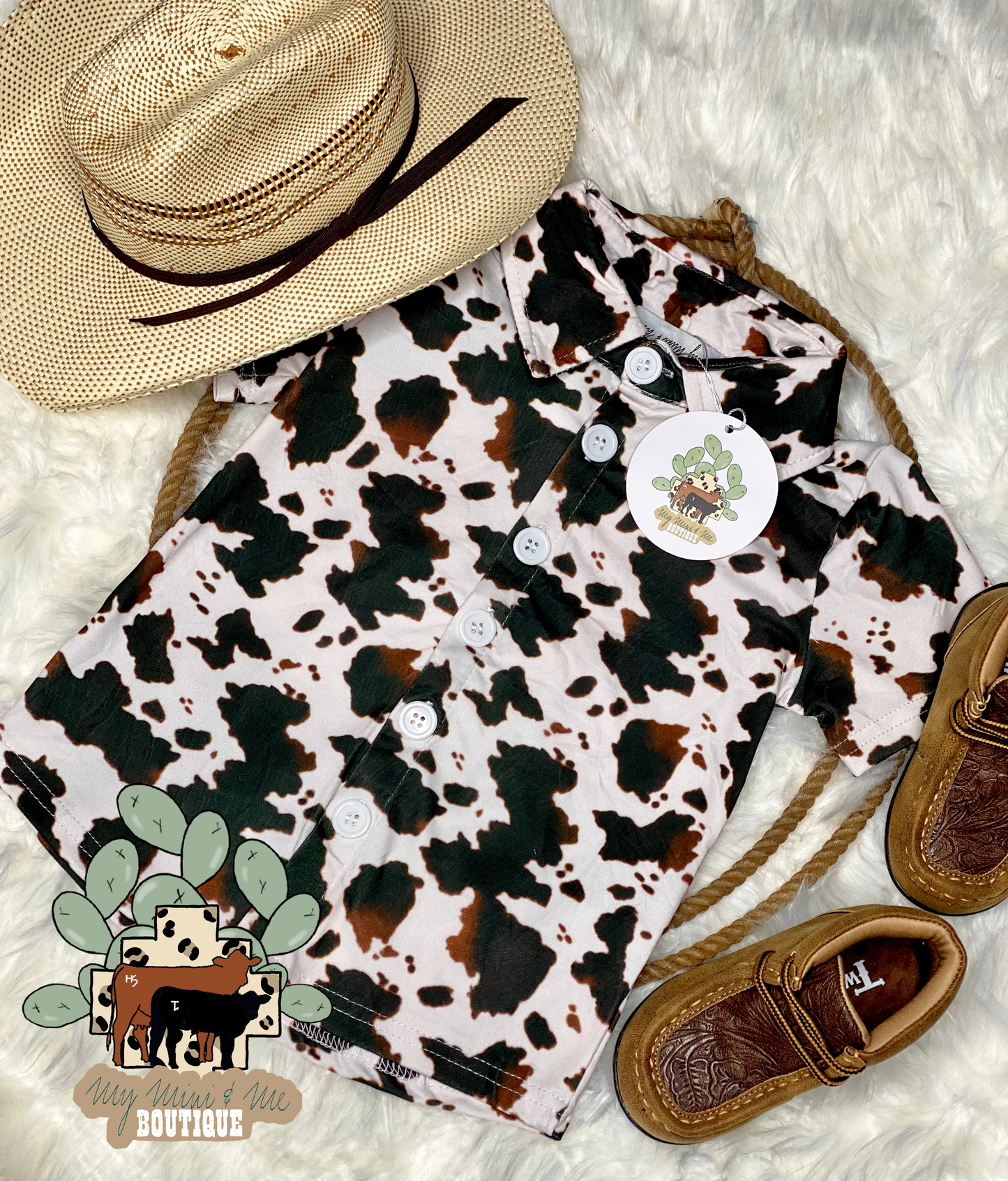 Cow Print Button Up