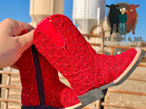 Red Shimmer Cowgirl Boots