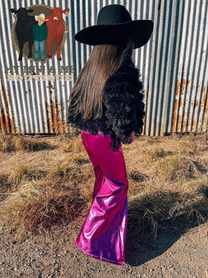 Hot Pink Pleather Bell Bottoms