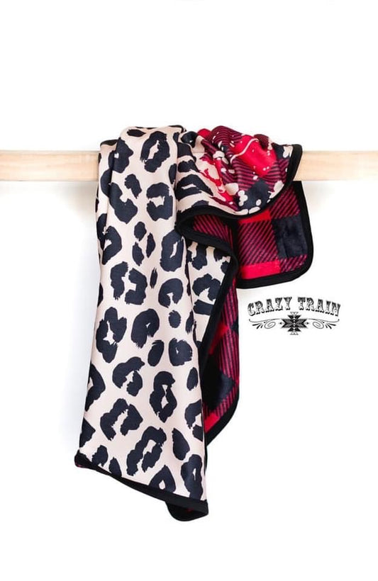 Crazy Train Leopard & Plaid Blanket